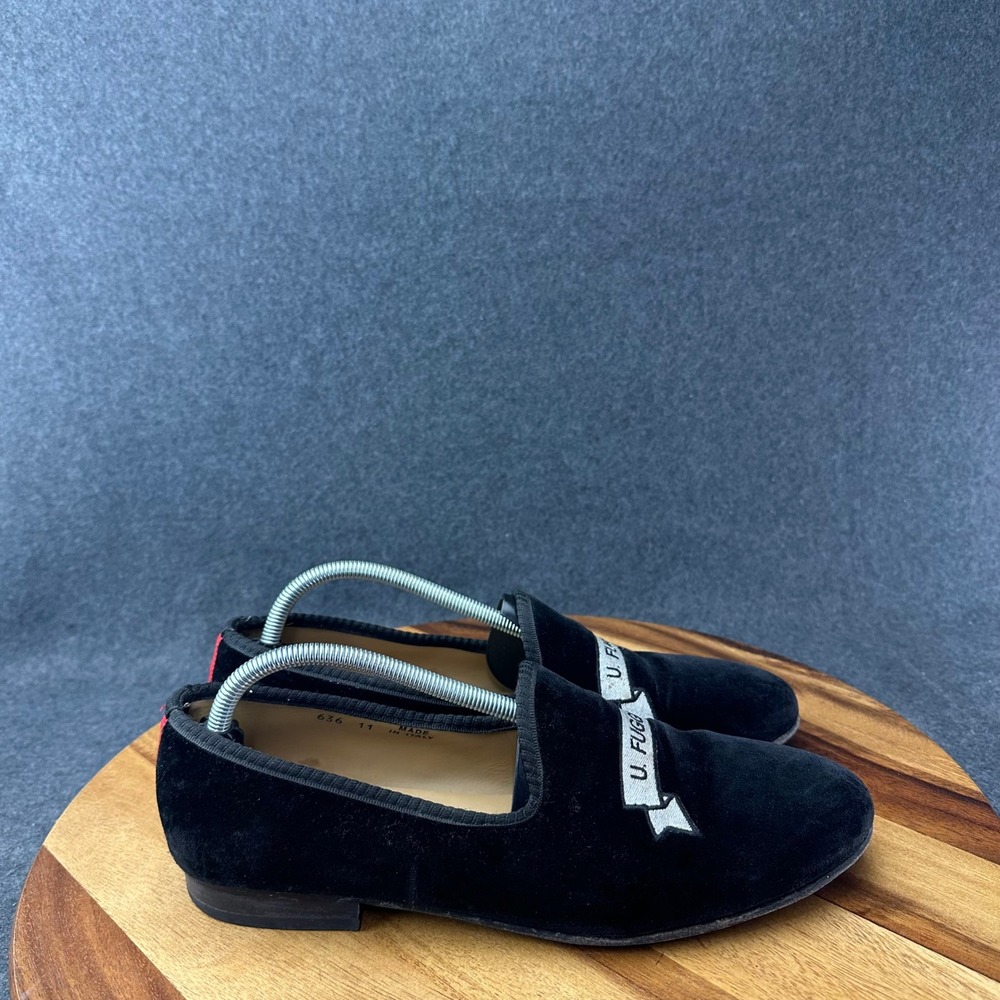 Del Toro Mens Black Velvet Slippers Slip On Loafers Italy Fashion Size 11 636